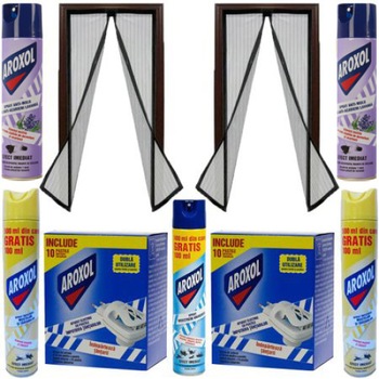 Pachet - 2 x Plasa insecte cu inchidere magnetica la mijloc, 210cmx90cm + Aroxol insecticid universal, 500ml + 2 x Aroxol anti-molii si acarieni, Lavanda, 250ml + 2 x Aroxol muste si tantari, 500ml + 2 x Aroxol aparat cu pastile laminate Pachet - 2 x Plasa insecte cu inchidere magnetica la mijloc, 210cmx90cm + Aroxol insecticid universal, 500ml + 2 x Aroxol anti-molii si acarieni, Lavanda, 250ml + 2 x Aroxol muste si tantari, 500ml + 2 x Aroxol aparat cu pastile laminate