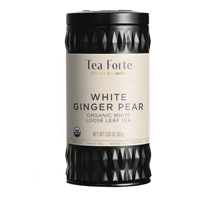 Cutie metalica cu ceai frunze, White Ginger Pear - 50 portii