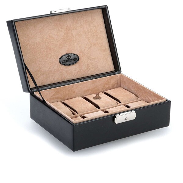 Cutie 8 ceasuri, din piele ecologica, de culoare neagra, WindRose By iLUX