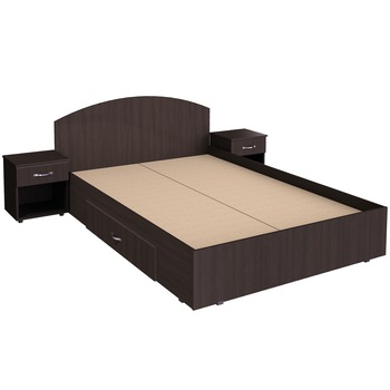 Set Pat MarcelProd cu 2 Noptiere, 140x200cm, Wenge Set Pat MarcelProd cu 2 Noptiere, 140x200cm, Wenge