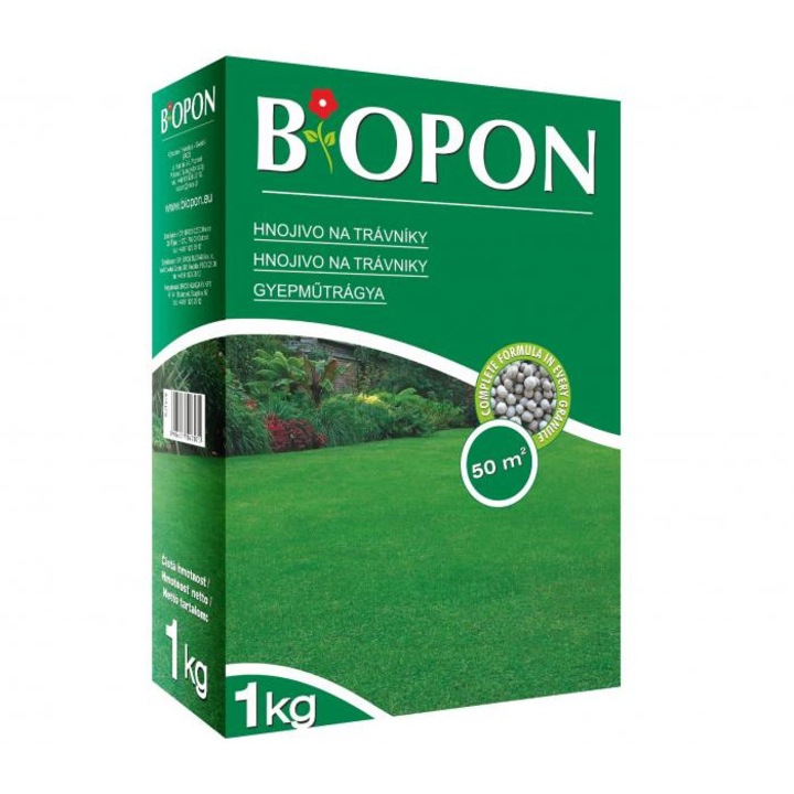 Gyepműtrágya 1Kg - Biopon Granulátum 50 M2-Re Elegendő Többkomponensű Professzionális Ásványi Tápanyag Gyephez -