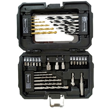 Set 35 accesorii Steinhaus, biti, burghie lemn, metal si zidarie Set 35 accesorii Steinhaus, biti, burghie lemn, metal si zidarie