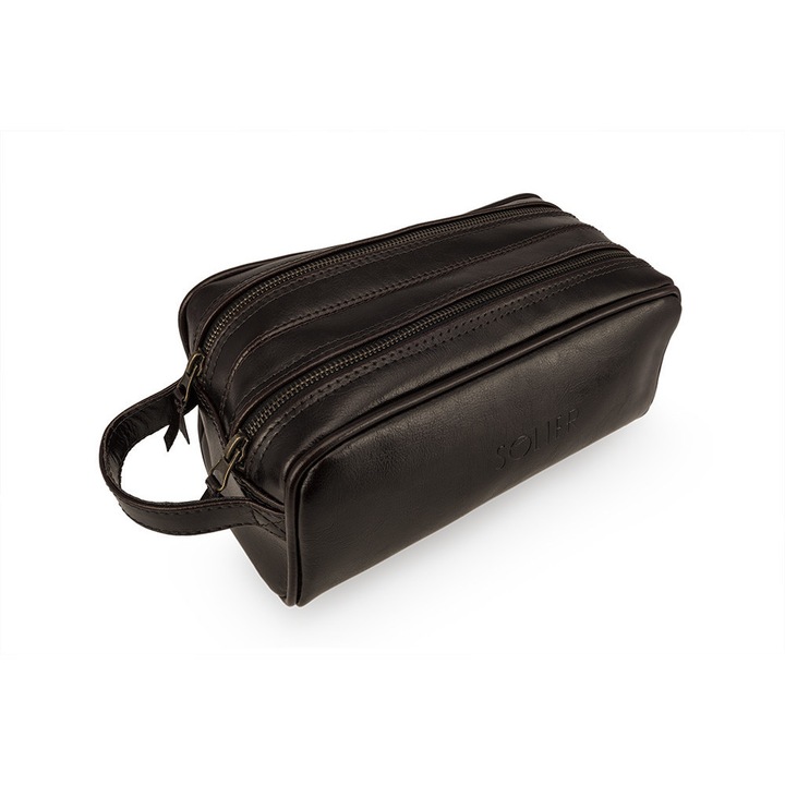 Портфейл Solier SZETLAND от естествена кожа, Кафяв