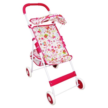 Carucior Zola® de jucarie pentru papusi, pliabil, cu cosulet pentru depozitare, alb-roz Carucior Zola® de jucarie pentru papusi, pliabil, cu cosulet pentru depozitare, alb-roz