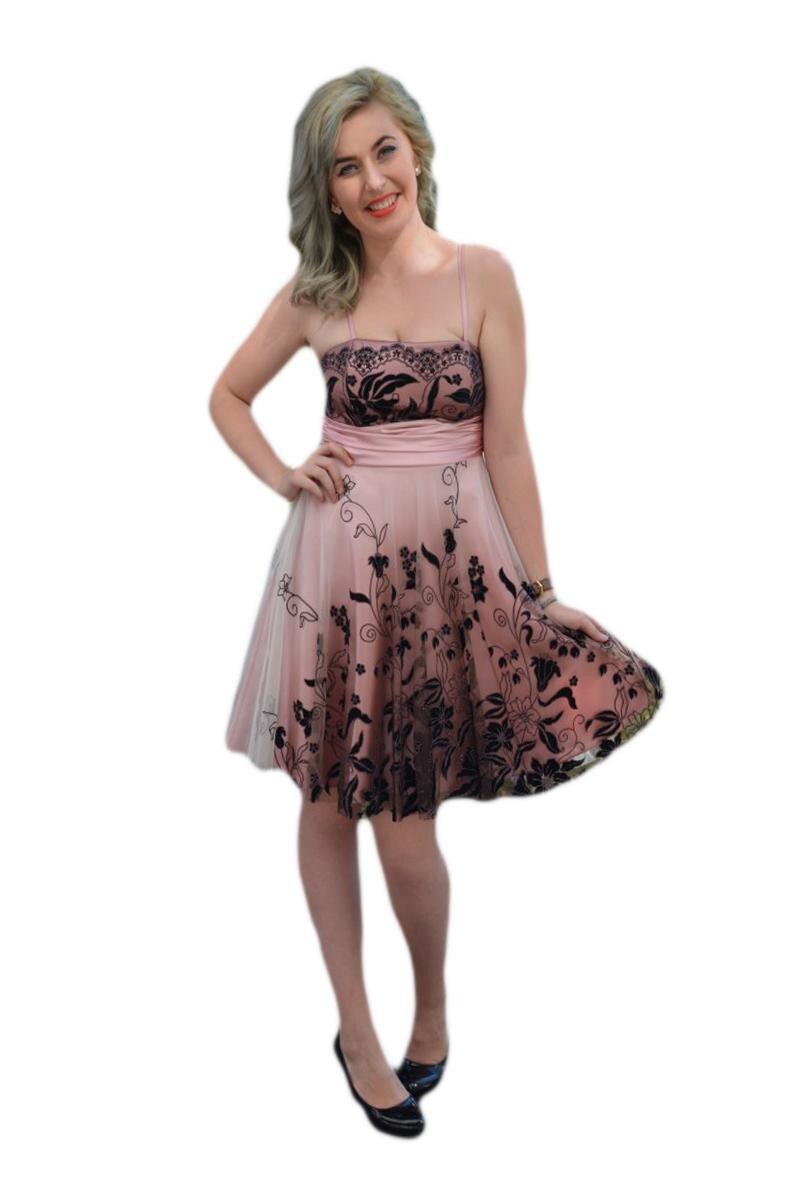 Rochie de seara scurta, aspect tineresc si modern,D&J Exclusive, Plamaniu