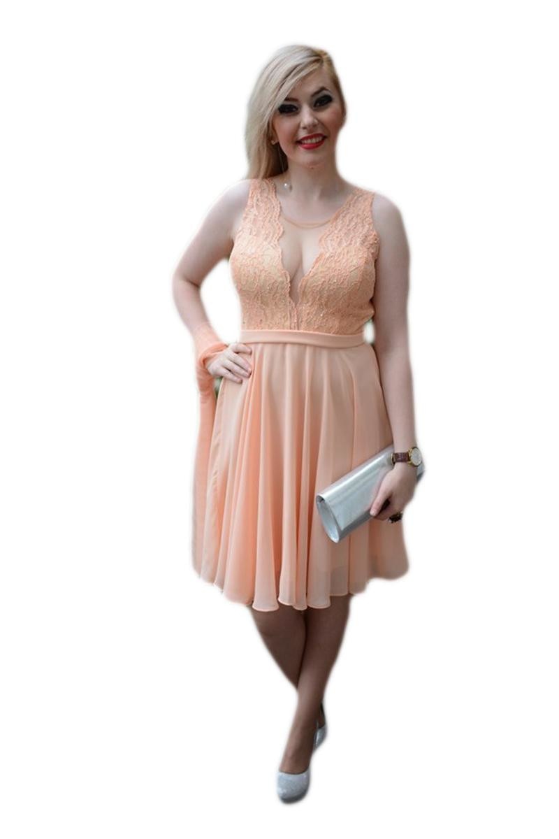 Rochie de gala scurta, dantela si voal,D&J Exclusive, Piersica