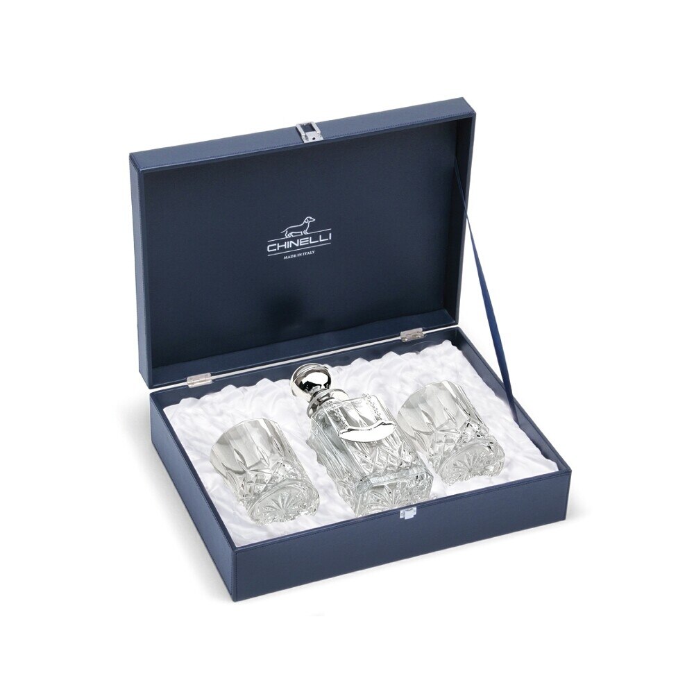 Set decantor cu 2 pahare whisky cristal