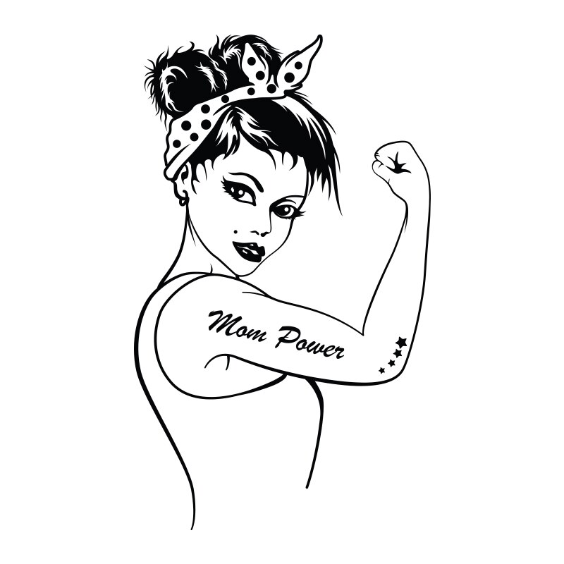 Sticker Decorativ - SMAER - Rosie - Mom Power - 60cm x 36cm - Negru