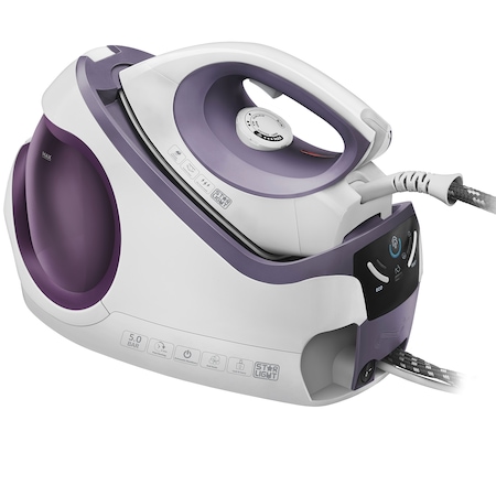 Statie de calcat Star-Light Pro SSK-2451WP, 2400W, Boiler inox, 5 Bar, 1.5 L, 100 g/min, Oprire automata, Alb/Mov