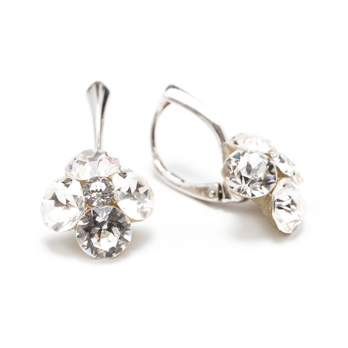 Cercei Argint DaviCrystals cu cristale Swarovski trifoi cu patru foi cu levreback mare crystal