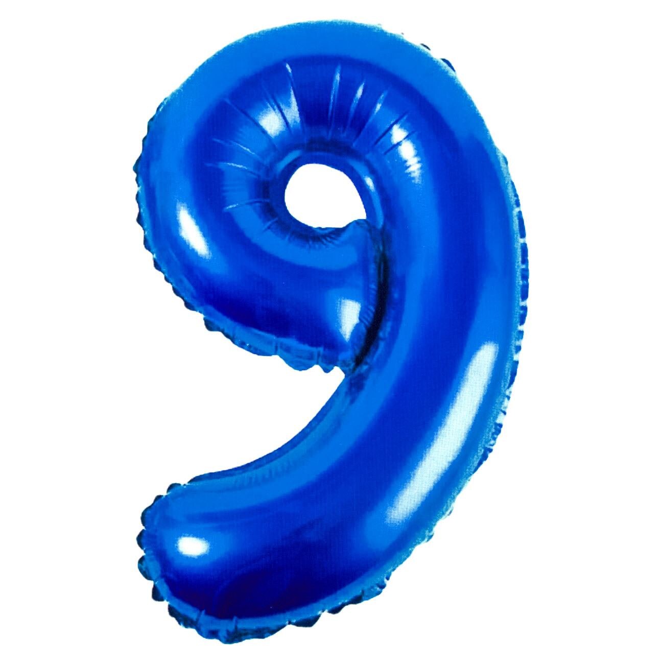 Balon folie cifra 9, Zola®, Albastru, 54x76 cm