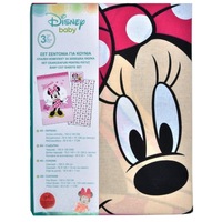 Set 3 piese lenjerie de pat pentru bebelusi, Zola® Disney baby, Minnie Mouse