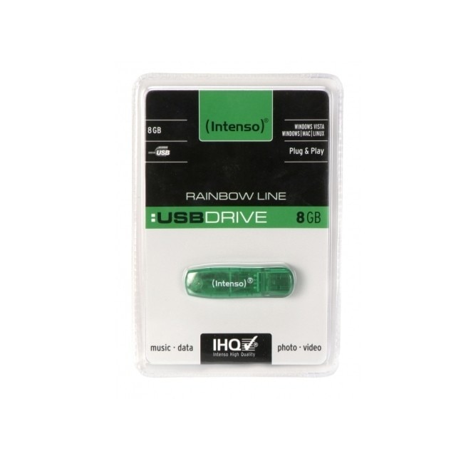 Memorie USB Intenso Rainbow Line, 8GB, USB 2.0, Verde