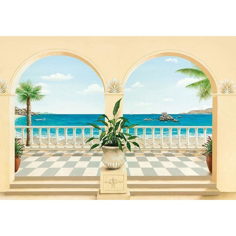 Fototapet floral, Terrasse Provencale, cod 103, dimensiuni H - 254 / L - 366 , lavabil, usor de montat si de curatat, adeziv inclus