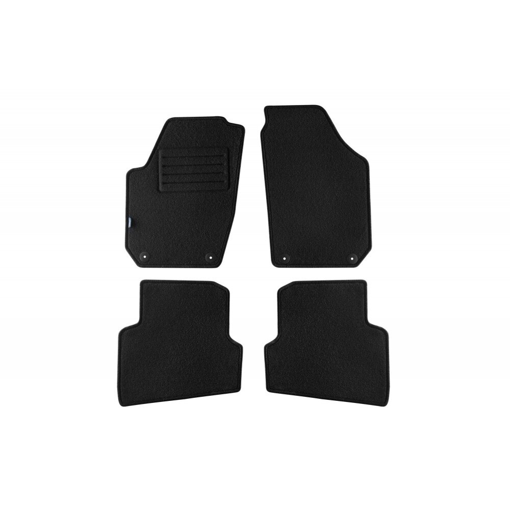 Set 4 covorase auto PETEX din mocheta, negru, compatibil cu Skoda Fabia II 11/2007-10/2014