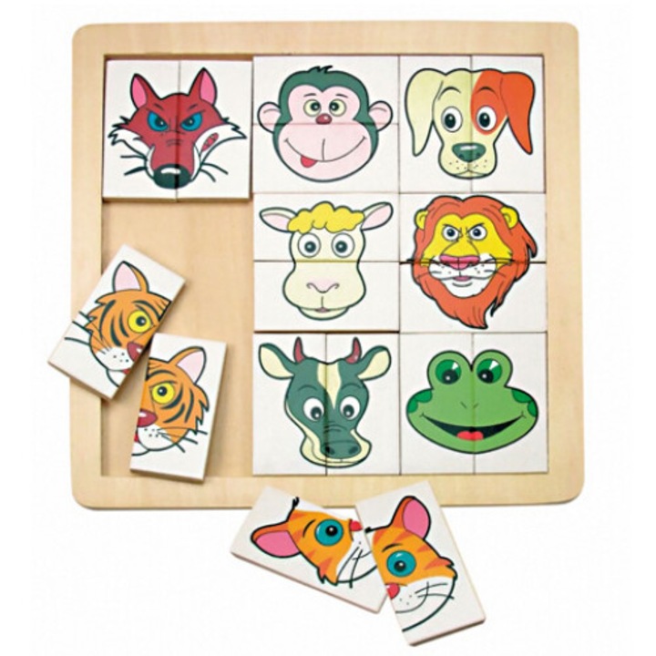 Puzzle MTS Capul animalelor set din lemn 19piese