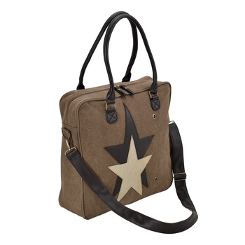 Geanta dama de umar din panza de in Model 5, Corium®, 40 x 40 x 10 cm, maro inchis Geanta dama de umar din panza de in Model 5, Corium®, 40 x 40 x 10 cm, maro inchis