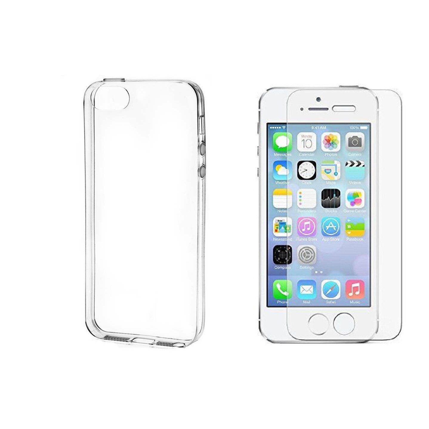 Pachet husa Apple iPhone 5/5S/SE MyStyle, TPU slim, cu folie de sticla gratis