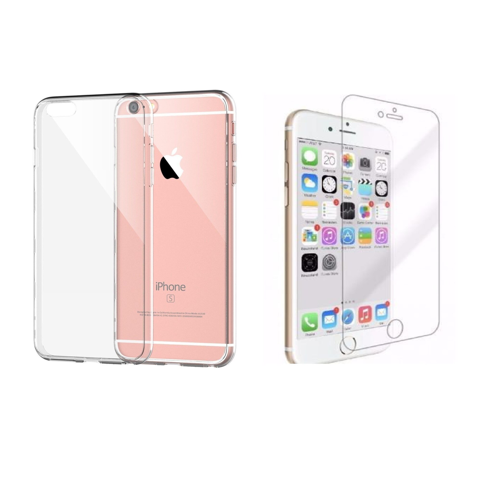 Pachet husa Apple iPhone 6/6S MyStyle, slim TPU transparenta, cu folie de sticla gratis
