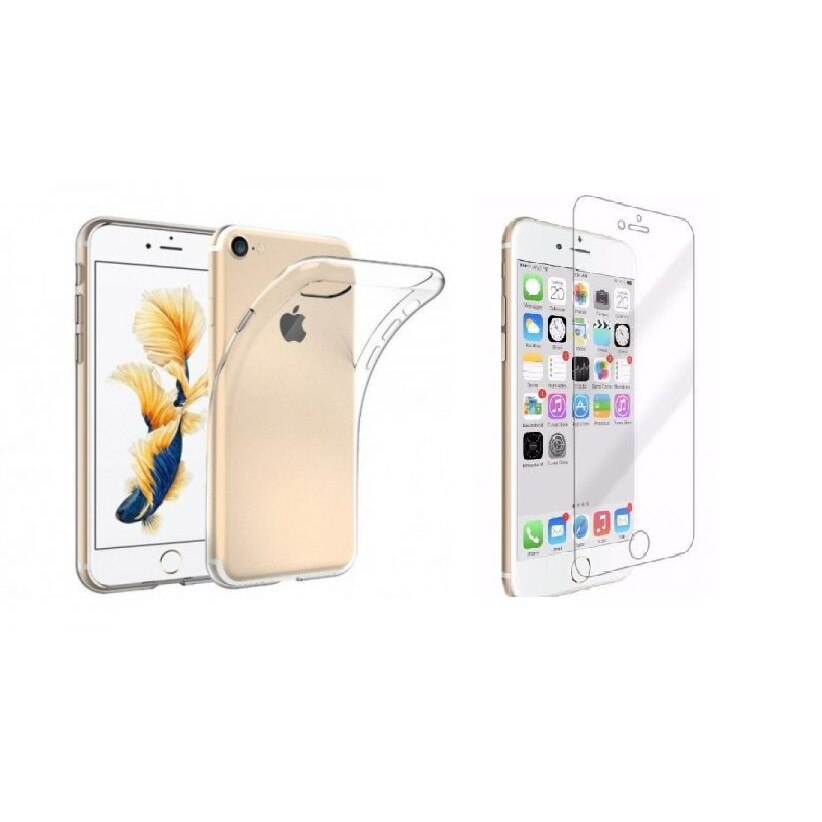 Pachet husa Apple iPhone 7 MyStyle, slim TPU transparenta, cu folie de sticla gratis