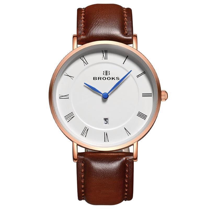 Ceas Brooks Brown Leather Strap