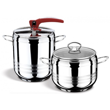 Set de doua oale sub presiune Berlin, 5L si 7L cu capac universal BER112 capac inox+capac yena