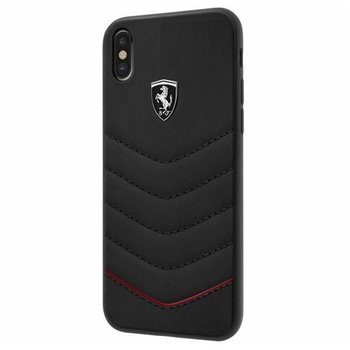 Husa de protectie pentru iPhone X, Ferrari, Piele ecologica, Negru Husa de protectie pentru iPhone X, Ferrari, Piele ecologica, Negru