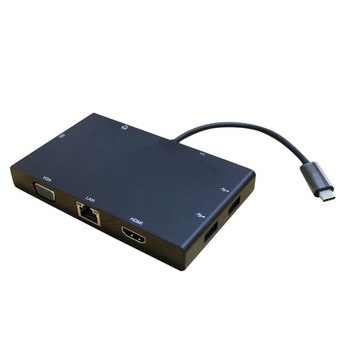 Adaptor HUB Combo aluminum Pro 8 in 1 Hub Combo USB de la tip C cu porturi HD4K, VGA, USB-C, Ethernet Gigabit RJ45, Dual USB, placa sunet si SD Phuture® Adaptor HUB Combo aluminum Pro 8 in 1 Hub Combo USB de la tip C cu porturi HD4K, VGA, USB-C, Ethernet Gigabit RJ45, Dual USB, placa sunet si SD Phuture®