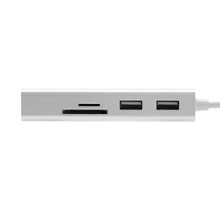 Адаптер HUB Combo алуминий 5 в 1 SD/TF, Dual USB, Ethernet Rj45 - Phuture®