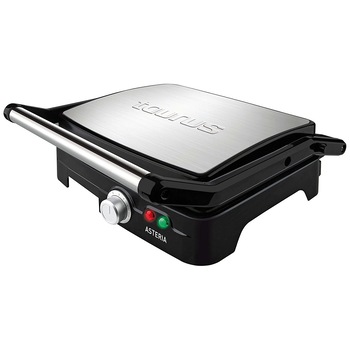 Gratar electric Taurus Asteria, 2200W, termostat, placi antiaderente, deschidere 180º, pereti reci, depozitare verticala, Inox Gratar electric Taurus Asteria, 2200W, termostat, placi antiaderente, deschidere 180º, pereti reci, depozitare verticala, Inox