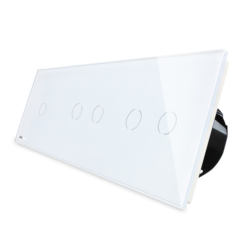 Intrerupator cu touch simplu+dublu+dublu LIVOLO din sticla, Alb