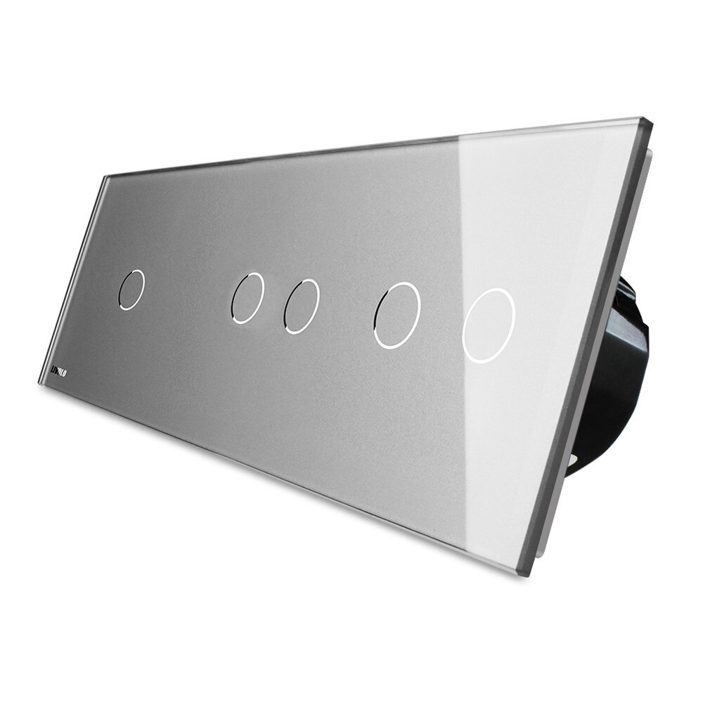 Intrerupator cu touch simplu+dublu+dublu LIVOLO din sticla, Gri