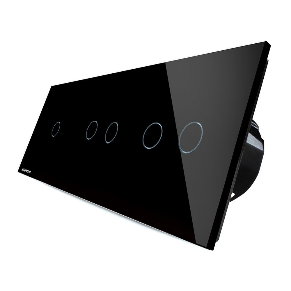 Intrerupator cu touch simplu+dublu+dublu LIVOLO din sticla, Negru