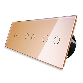 Intrerupator cu touch simplu+dublu+dublu LIVOLO din sticla, Auriu Intrerupator cu touch simplu+dublu+dublu LIVOLO din sticla, Auriu