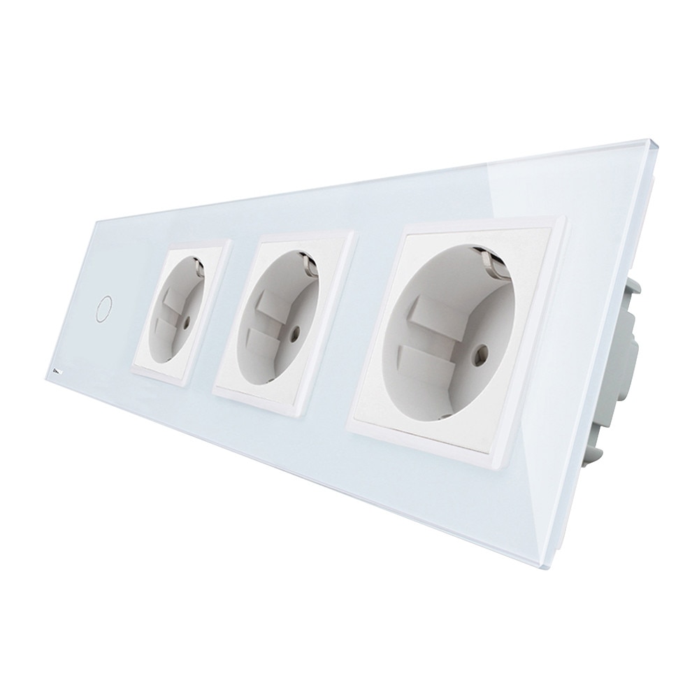 Intrerupator simplu + Priza tripla, Alb