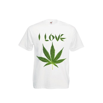 Tricou personalizat Fruit of the I love weed alb S Tricou personalizat Fruit of the I love weed alb S