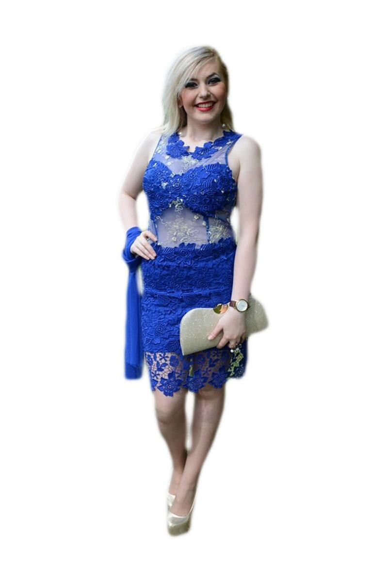 Rochie fashion de ocazie,model scurt, design rafinat,D&J Exclusive, Albastru