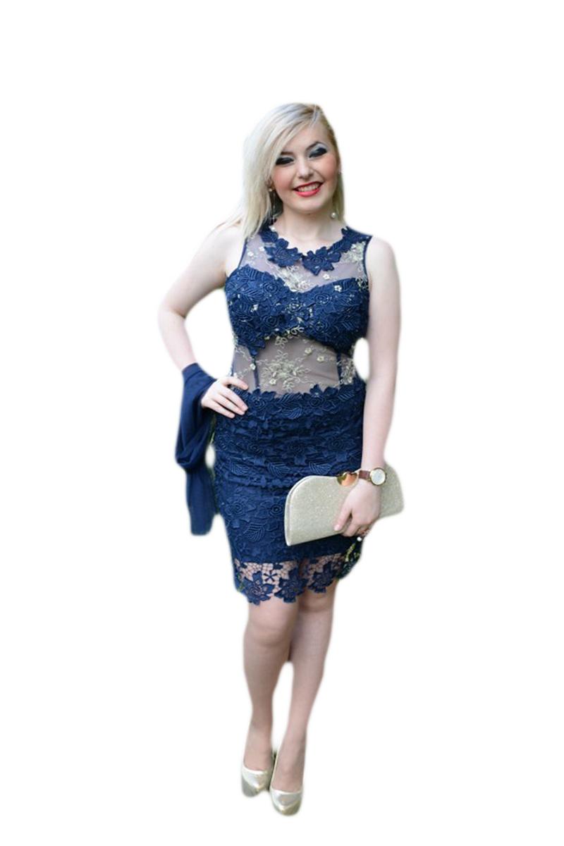 Rochie fashion de ocazie,model scurt, design rafinat,D&J Exclusive, Bleumarin