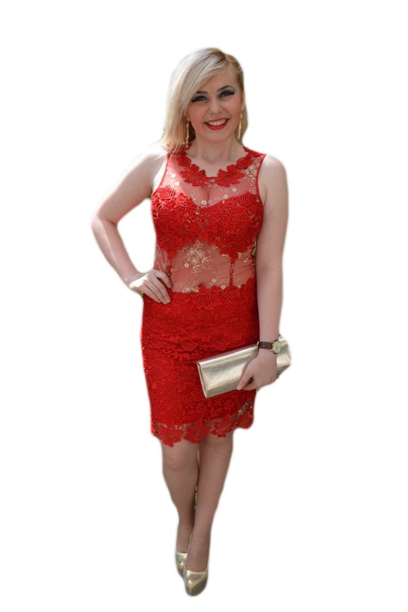 Rochie fashion de ocazie,model scurt, design rafinat,D&J Exclusive, Rosu