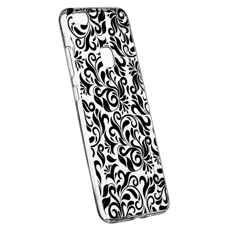 Husa Silicon, Transparent, Slim, Non-Figurative Negru, Huawei P10 LITE