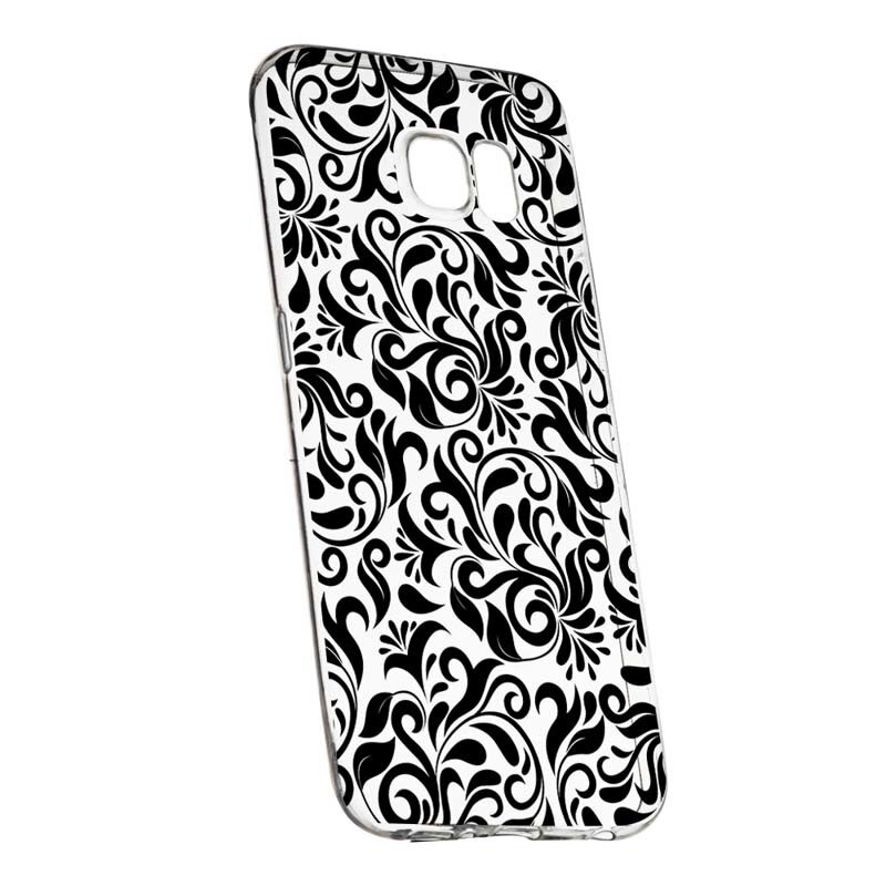 Husa Silicon, Transparent, Slim, Non-Figurative Negru, Samsung Galaxy S7 Edge