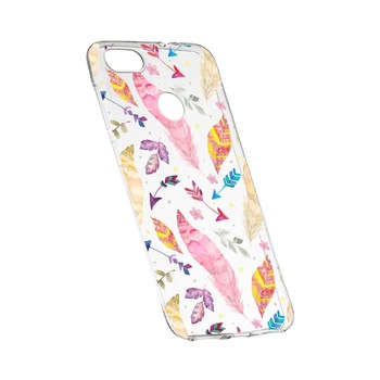 Husa Silicon, Transparent, Slim, Happy Feathers, Huawei Y9 2018 Husa Silicon, Transparent, Slim, Happy Feathers, Huawei Y9 2018