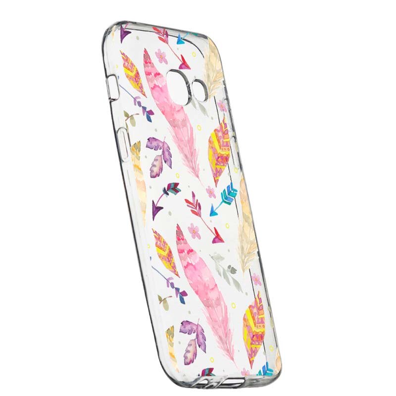 Husa Silicon, Transparent, Slim, Happy Feathers, Samsung Galaxy A5 2017