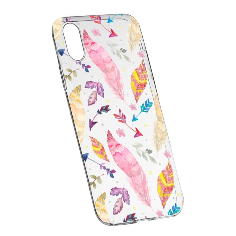 Husa Silicon, Transparent, Slim, Happy Feathers, HTC Desire 12