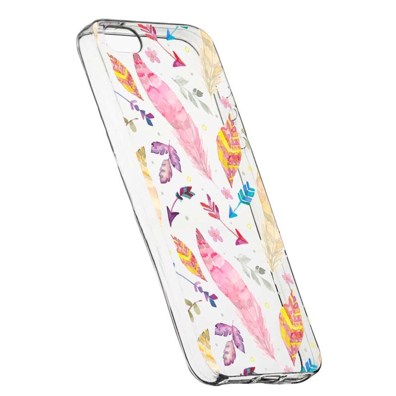 Husa Silicon, Transparent, Slim, Happy Feathers, Apple iPhone 5 / 5S / SE