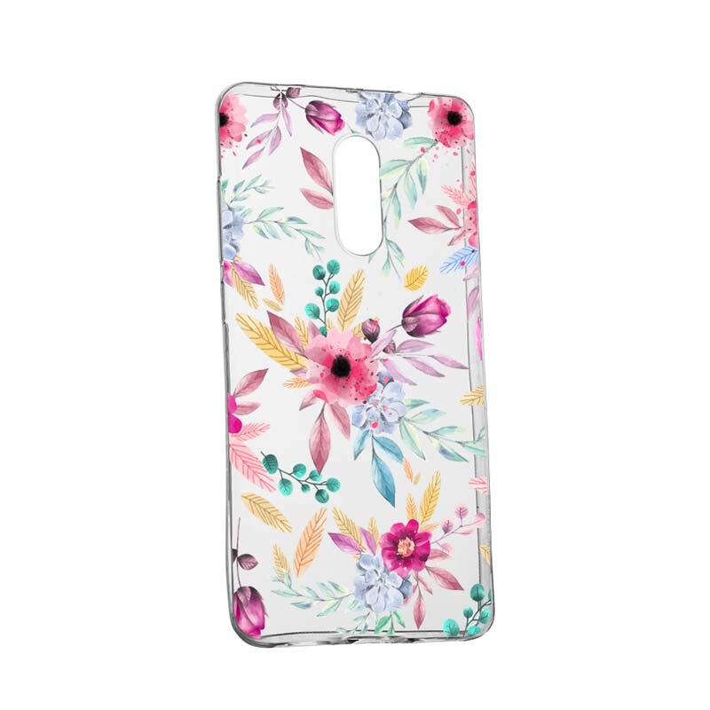 Husa Silicon, Transparent, Slim, Happy Flowers, Nokia 7