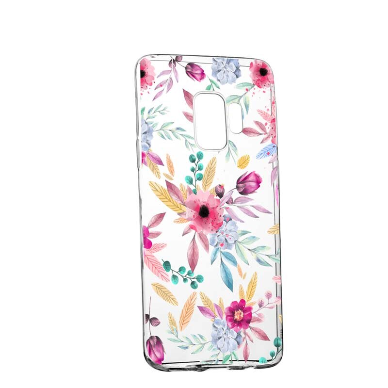 Husa Silicon, Transparent, Slim, Happy Flowers, LG G7