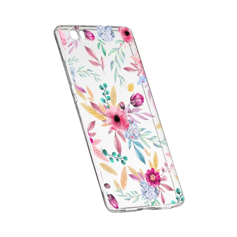 Husa Silicon, Transparent, Slim, Happy Flowers, Huawei Honor 4A
