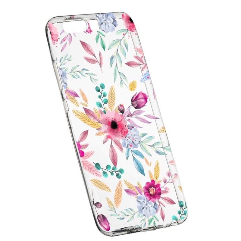 Husa Silicon, Transparent, Slim, Happy Flowers, Sony XZ Premium