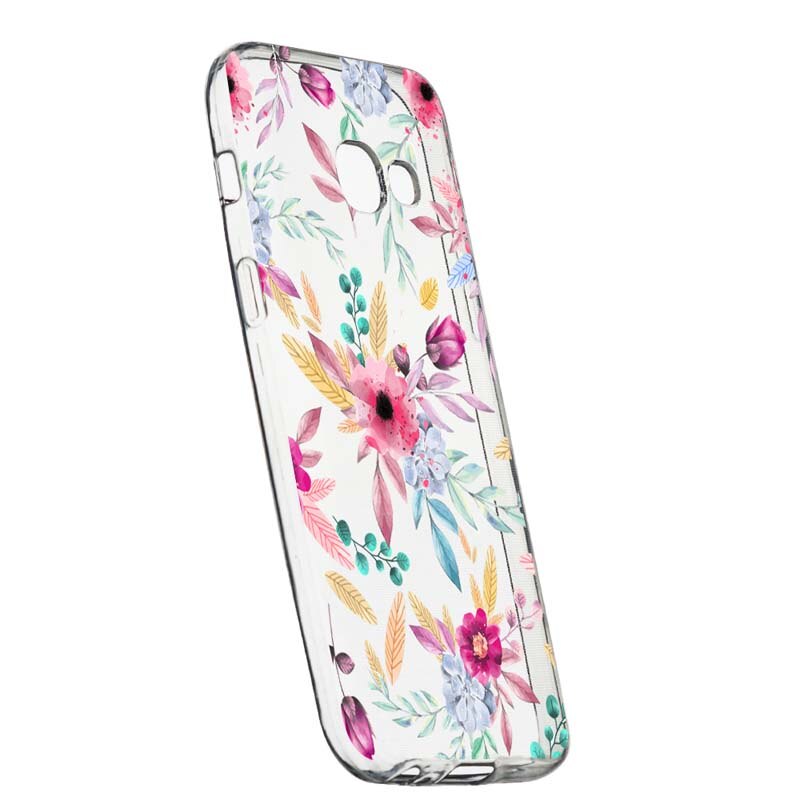 Husa Silicon, Transparent, Slim, Happy Flowers, Samsung Galaxy A5 2017